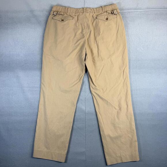 Polo Ralph Lauren Silk Blend Buckle Back Pants Mens 34x27 Tan Straight Leg - Picture 3 of 10
